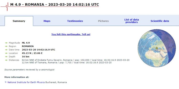 Snažan zemljotres opet pogodio Rumuniju, treslo se i u Srbiji