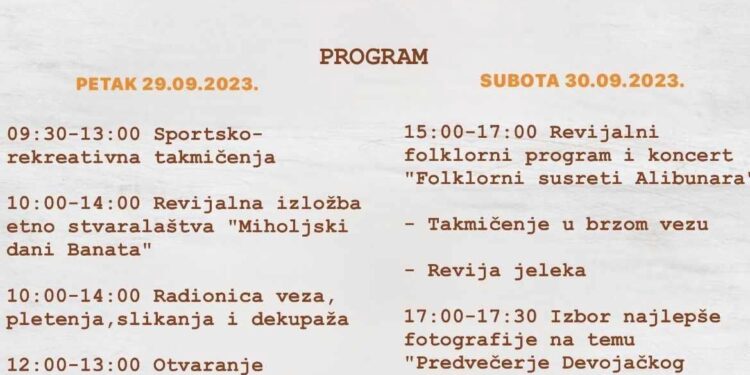 Miholjski susreti sela u Alibunaru 29. i 30. septembra