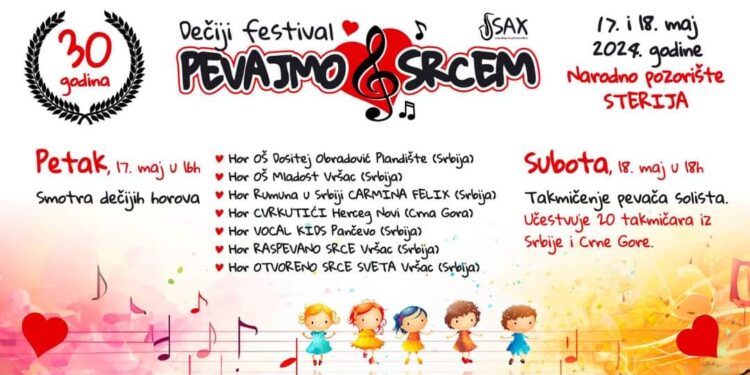 Vršački dečiji festival „Raspevano srce“ ove godine proslavlja 30. rođendan