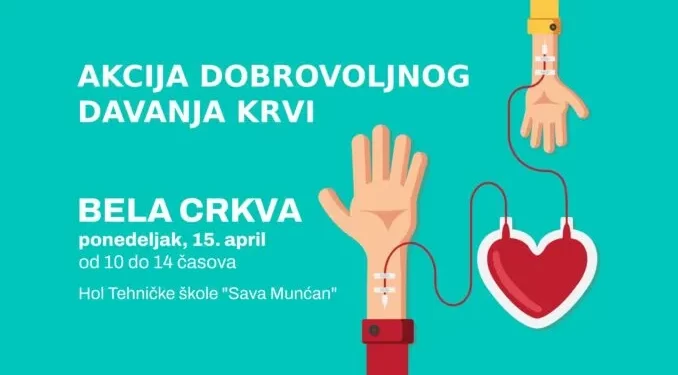 Akcija davanja krvi u ponedeljak u Beloj Crkvi