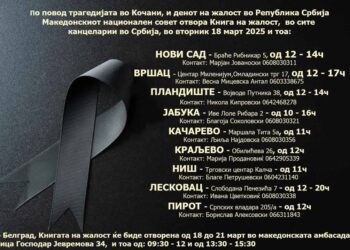 Knjiga žalosti povodom tragedije u Severnoj Makedoniji otvorena u Vršcu i Plandištu