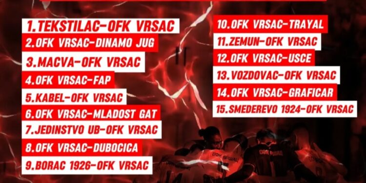 OFK Vršac objavio raspored utakmica