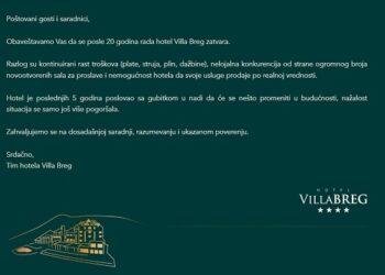Zatvara se hotel Villa Breg