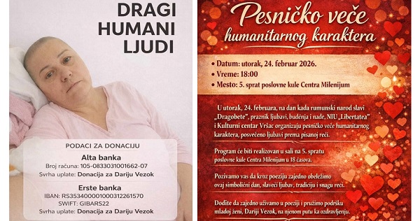 Pesničko veče humanitarnog karaktera za Dariju Vezok
