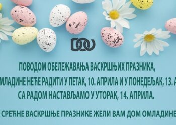 Radno vreme Doma omladine tokom Uskršnjih praznika