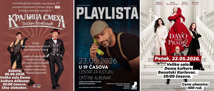 „Kraljica smeha“, Neša Bridžis i nove bioskopske projekcije u Alibunaru i Banatskom Karlovcu
