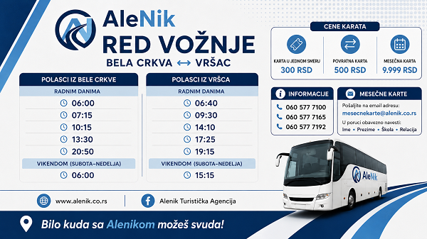 Opština Bela Crkva obezbedila redovne autobuske polaske za Vršac, Zrenjanin i Novi Sad