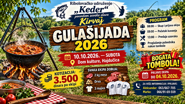 Gulašijada u Hajdučici 10. oktobra: Prijave ekipa do 4. oktobra
