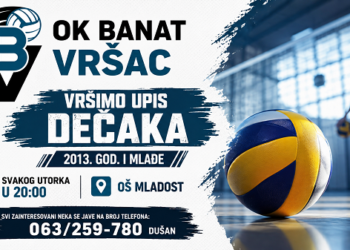 OK Banat Vršac vrši upis dečaka: Treninzi svakog utorka u OŠ „Mladost“