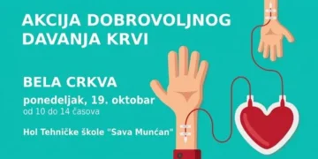 Akcija davanja krvi u ponedeljak 19.oktobra u Beloj Crkvi