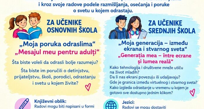 Kabinet gradonačelnice: Dom omladine Vršac raspisuje dvojezični literarni konkurs